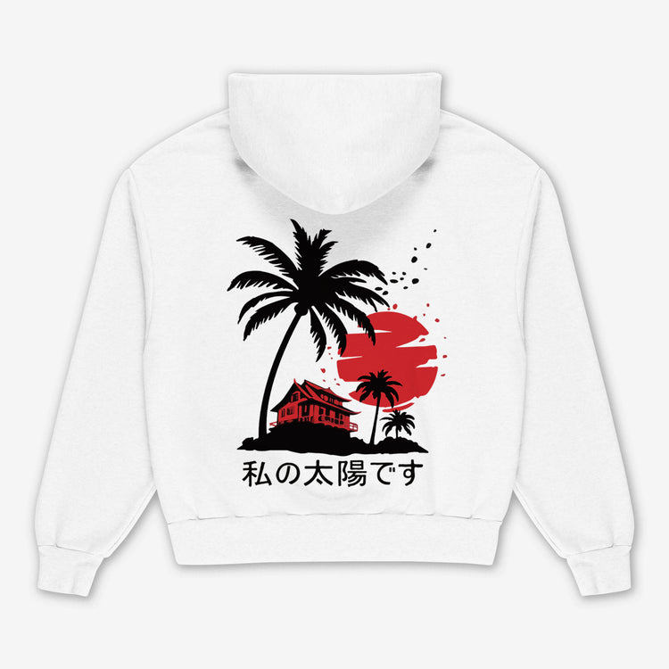 Palm Tree White Printed Hoodie