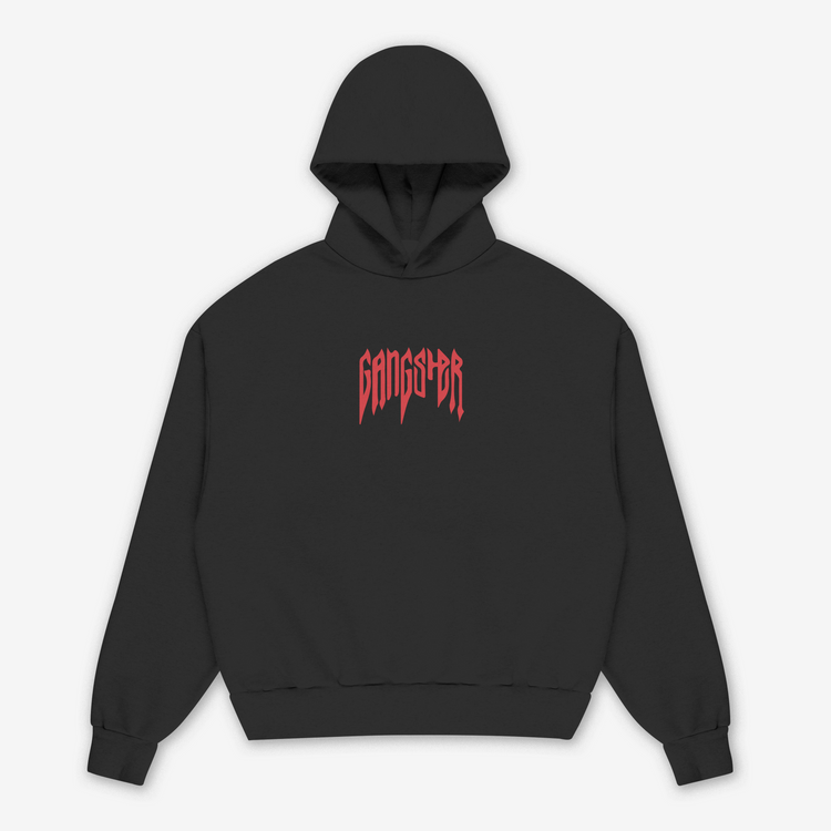 Gangsta Black Printed Hoodie