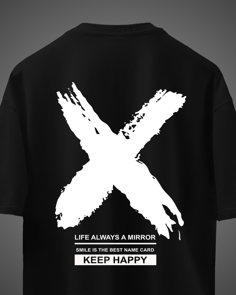 Keep Happy Black Printed T.shirt