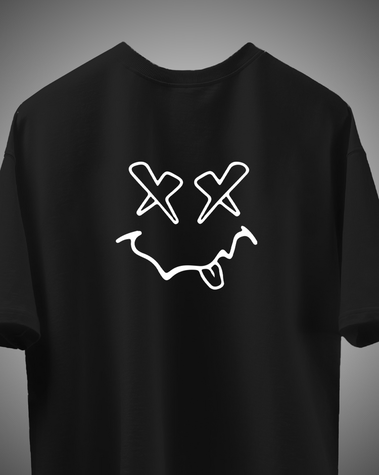 Smile Black Printed T.shirt