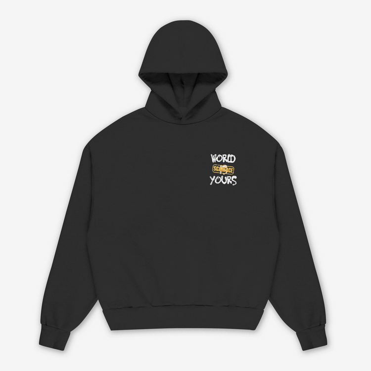 Yours Black Printed Hoodie