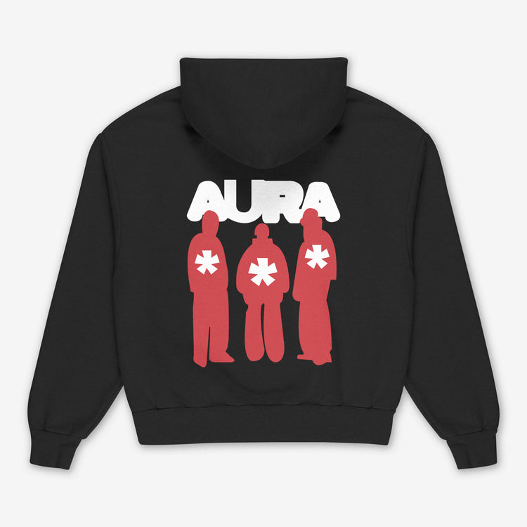 Aura Black Printed Hoodie